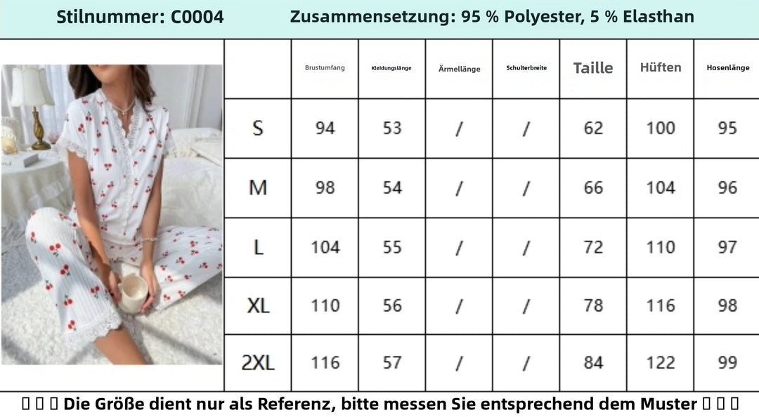R&B | Schlafanzug mit Kirschdruck und Revers