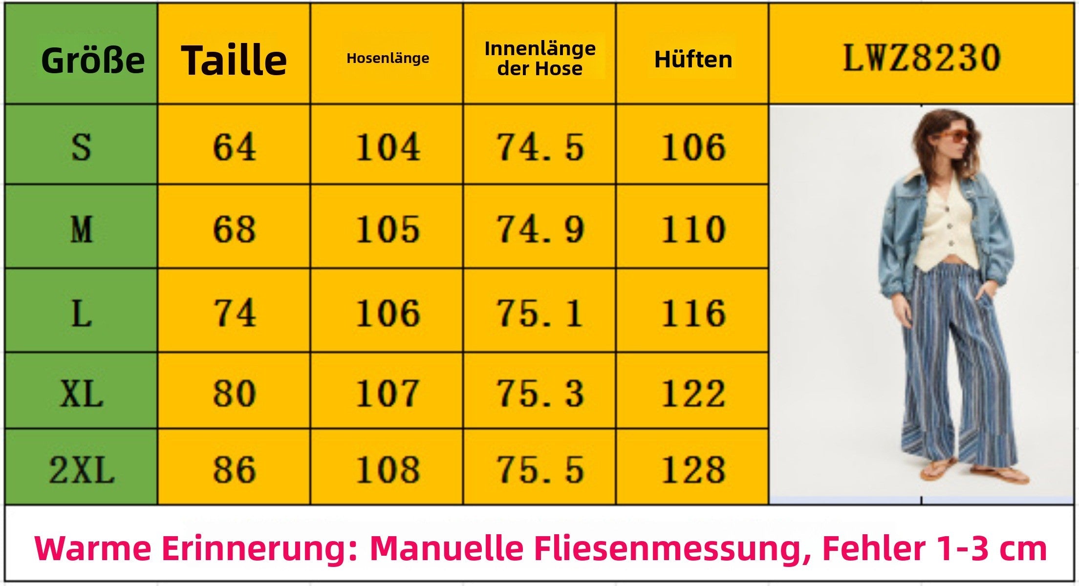 R&B | Gestreifte Hose mit weitem Bein