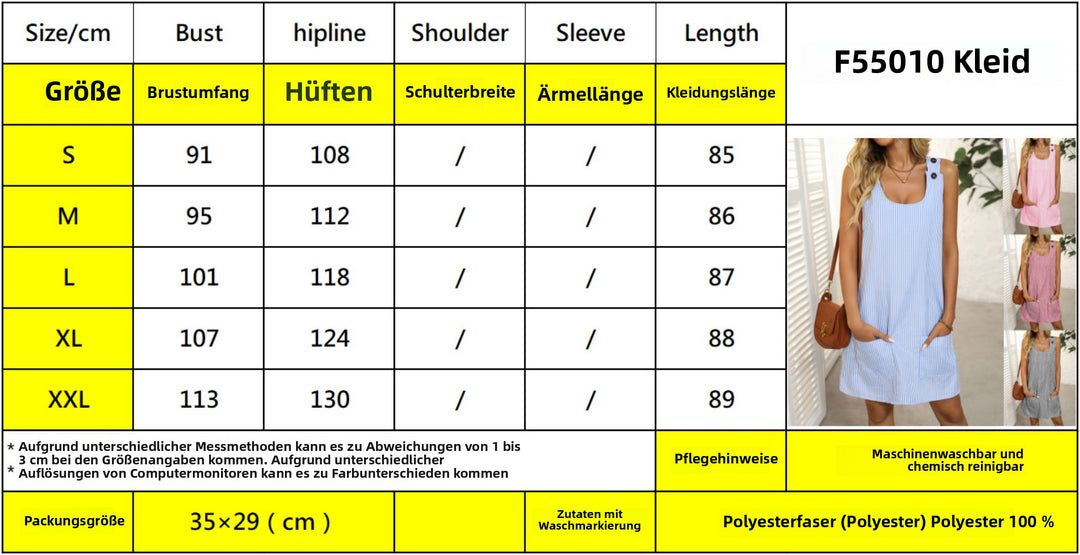 R&B | Gestreiftes Kleid mit Knopfleiste