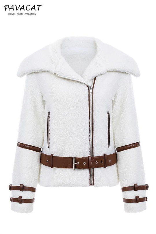R&B | Parka Gürtel Shaggy Jacke