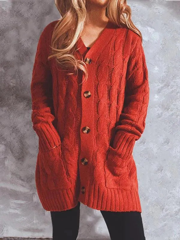 R&B | Pocket Lange Damen Strickjacke Pullover