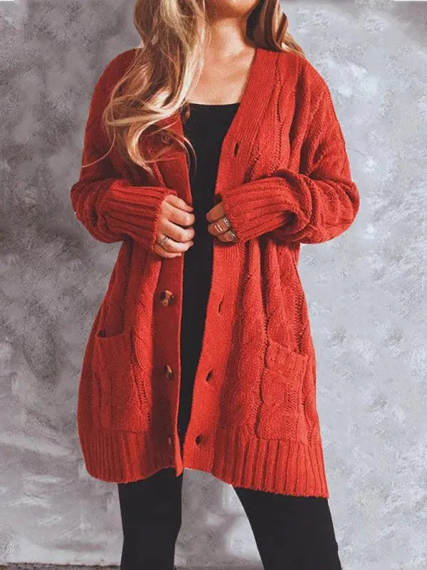 R&B | Pocket Lange Damen Strickjacke Pullover