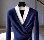 R&B | Bluse mit Drapierung Wollmischung Stilvoll und Sophisticated