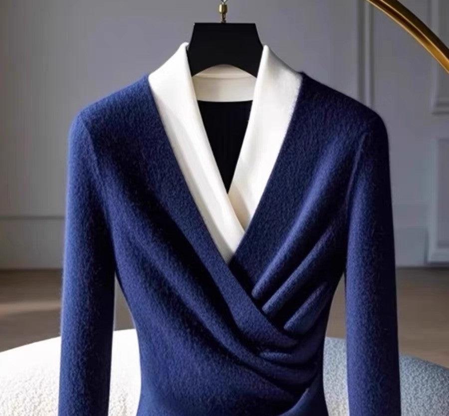 R&B | Bluse mit Drapierung Wollmischung Stilvoll und Sophisticated