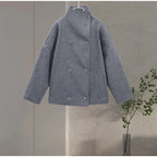 R&B | Wollmischung Jacke mit Hohem Kragen und Knöpfen