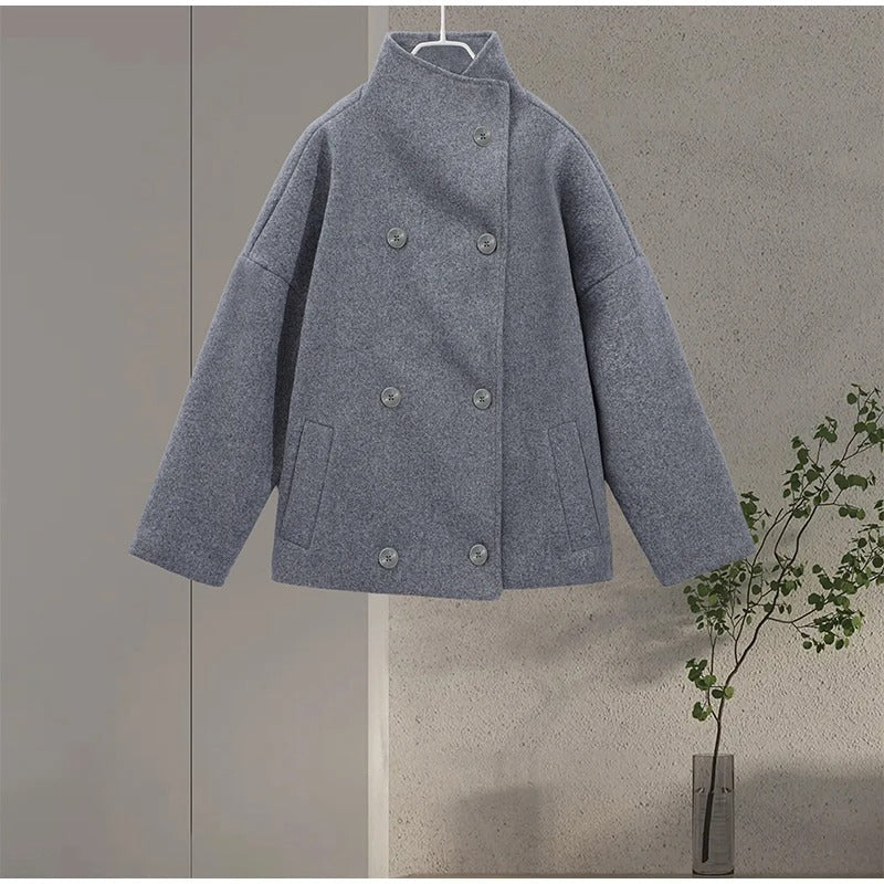 R&B | Wollmischung Jacke mit Hohem Kragen und Knöpfen