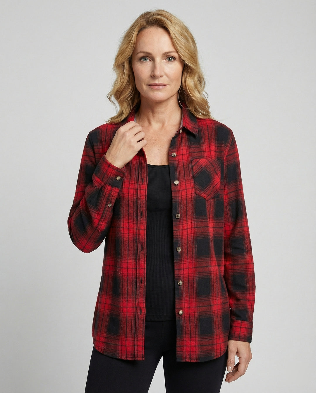 Damen Hemdjacke Karo Flanell