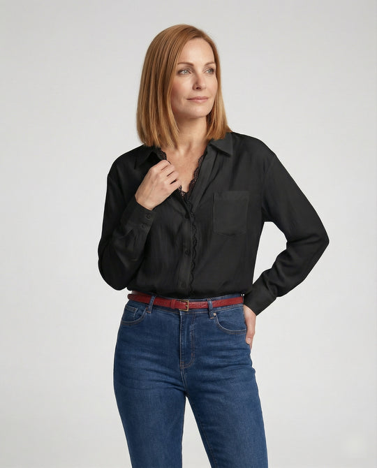 Damen Bluse mit Spitzenakzenten