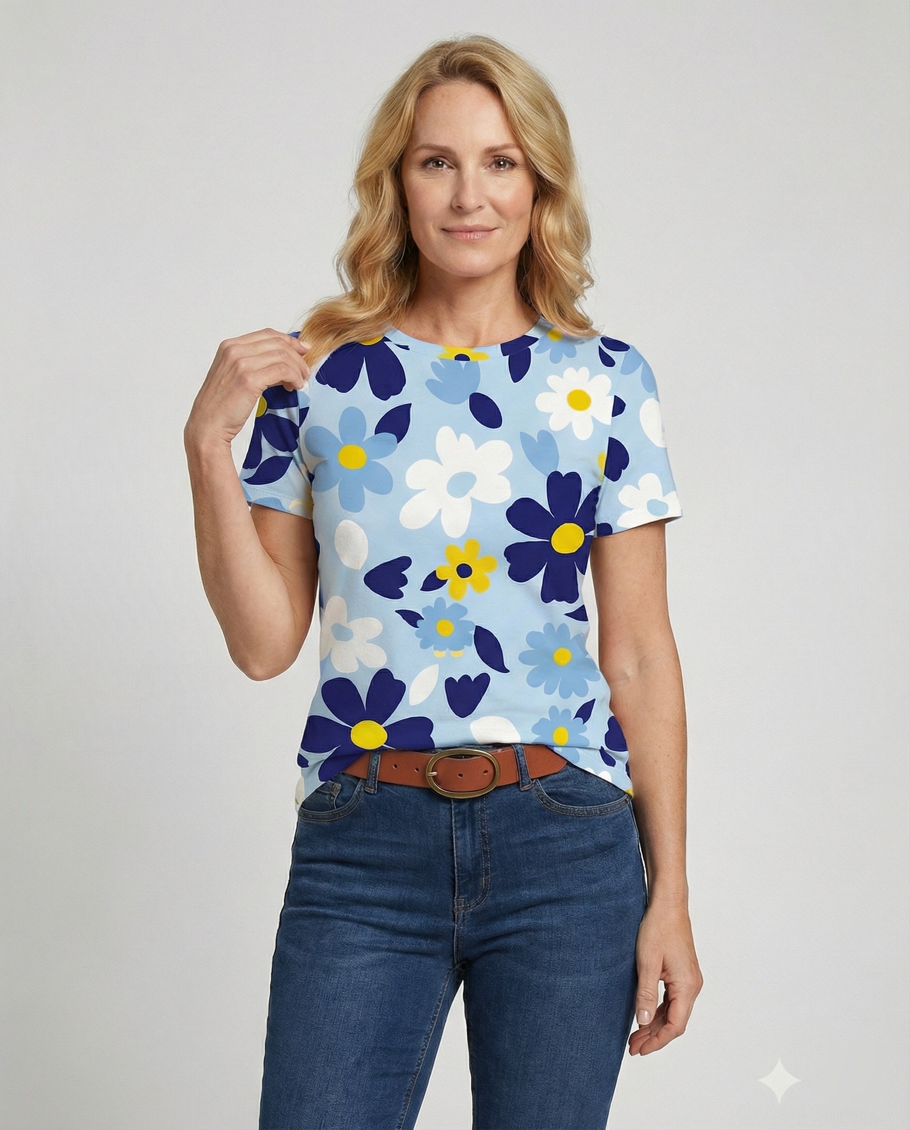 Kurzarmshirt Damen Mit Blumenprint