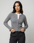 Strickjacke Damen kurzarm mit Wellenkante