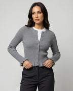 Strickjacke Damen kurzarm mit Wellenkante