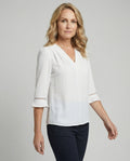 Damen Blusentop Damen V-Ausschnitt Crêpe