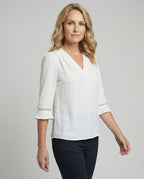 Damen Blusentop Damen V-Ausschnitt Crêpe
