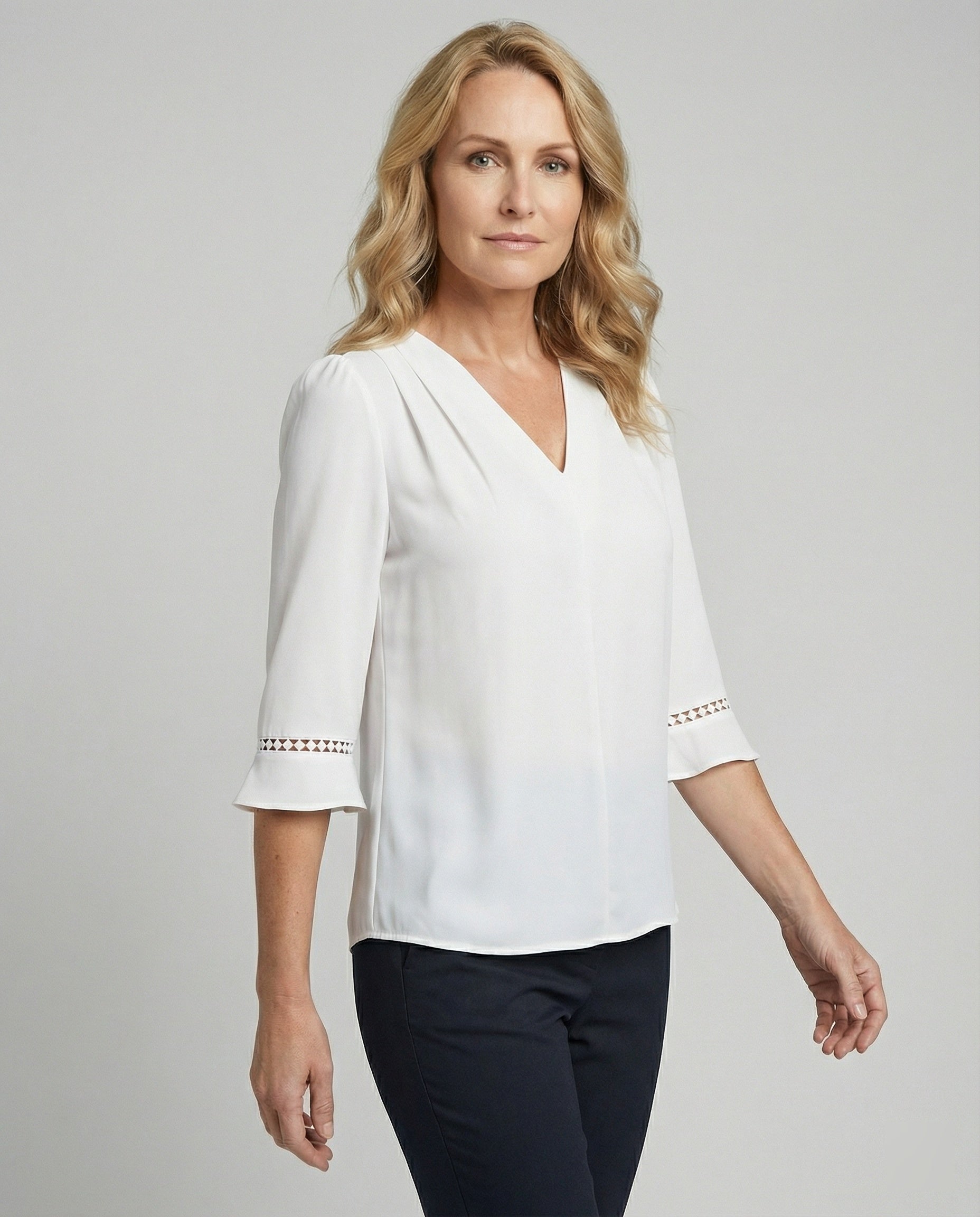 Damen Blusentop Damen V-Ausschnitt Crêpe