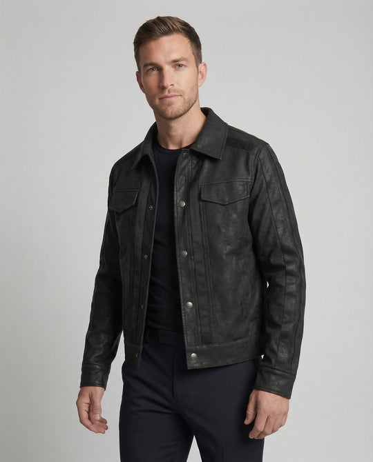 Herren Biker Lederjacke Kurz