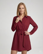 Hemdblusen Minikleid Mit Bindegürtel Damen