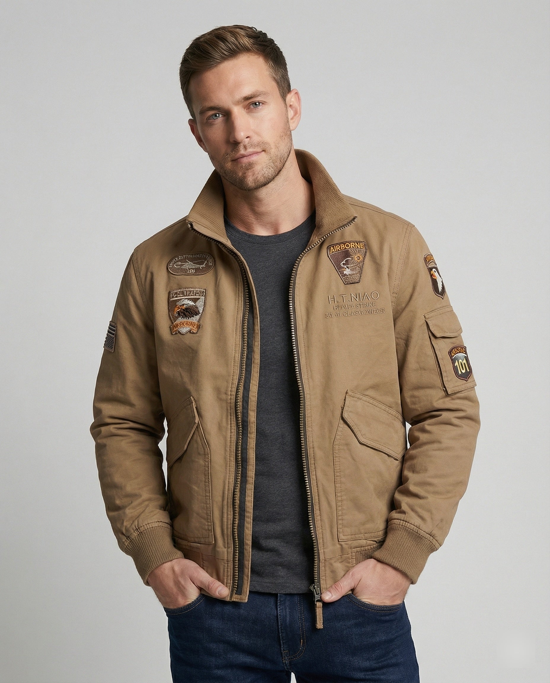 Herren Bomberjacke Militär Stil