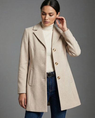 Damen eleganter Langblazer mit modernem Kragen und tailliertem Schnitt R&B