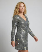 Glitzerndes Damen Paillettenkleid mit Langen Ärmeln für Party & Events - R&B