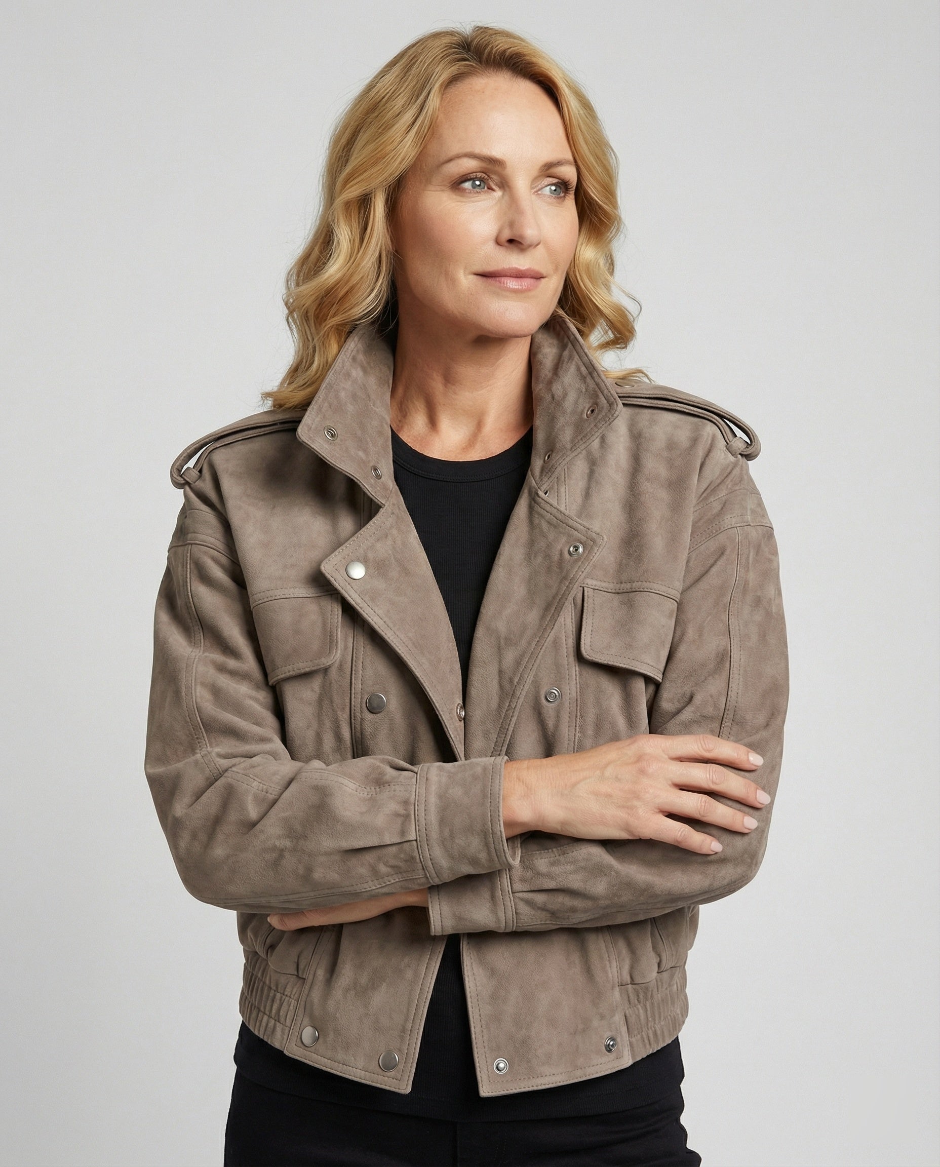 Freizeitkleidung Damen Wildleder Utilityjacke