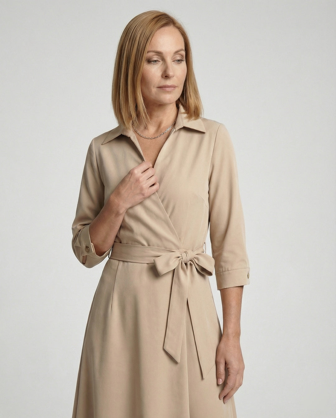 Satin Maxikleid Wickeloptik Damen