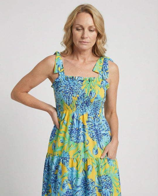Damen Maxikleid Sommer mit Stufenrock