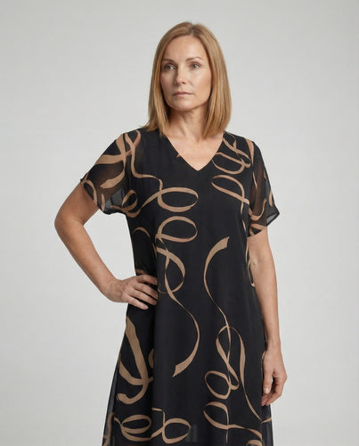 Freizeitkleid Damen Midikleid Chiffon A-Linie V-Ausschnitt