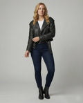 Damen Kunstleder Bikerjacke tailliert geschnitten