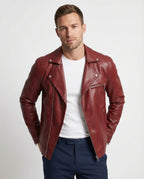 Herren Kunstleder Bikerjacke mit Designdetails