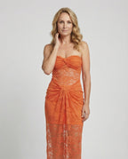 Trägerloses Spitzen Abendkleid Maxi Damen