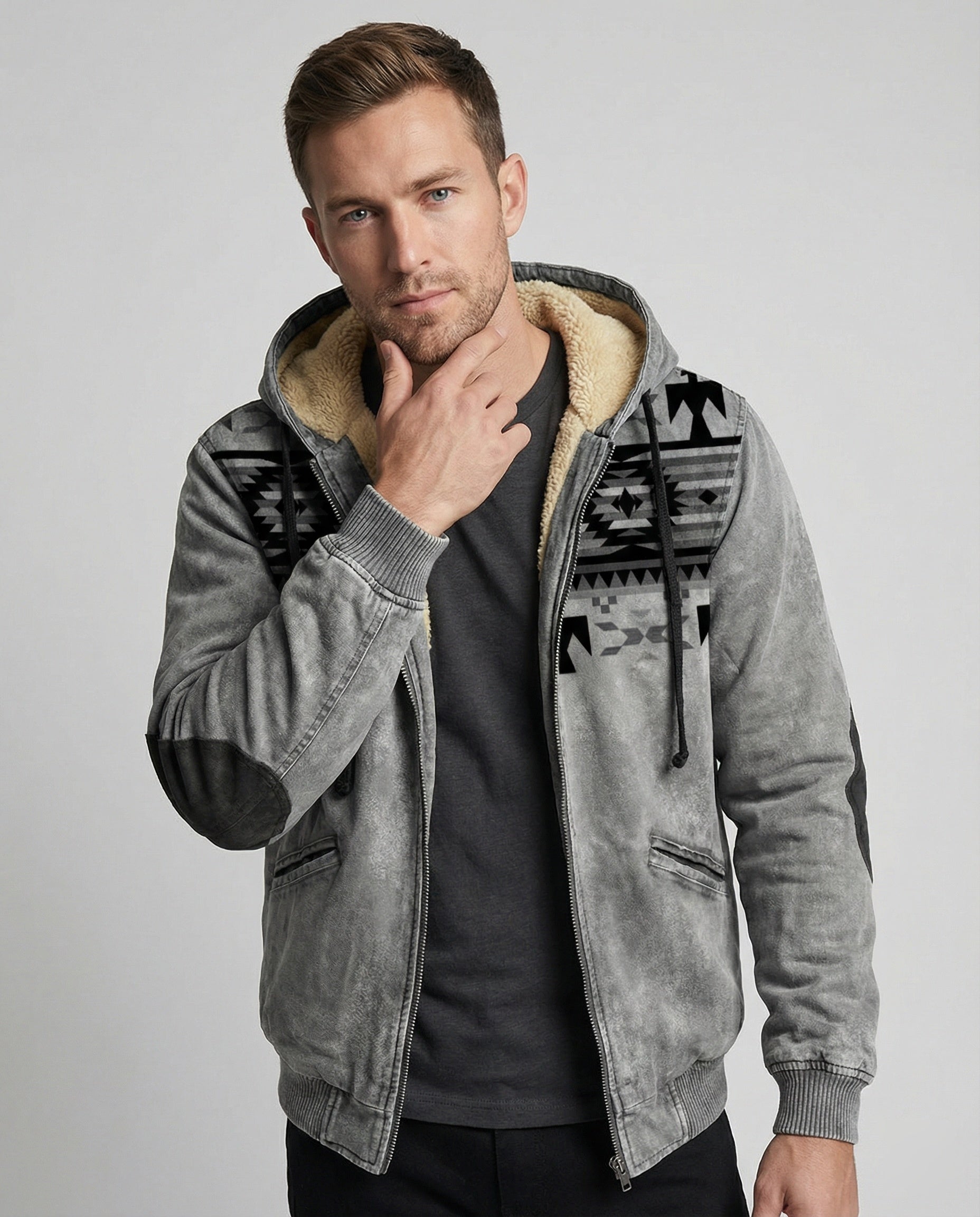 Tribal Print Kapuzenjacke Herren