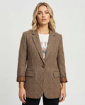 Karierter Blazer mit Revers und einem Knopf