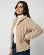 R&B | Stilvolle Teddy Damenjacke mit Kragen