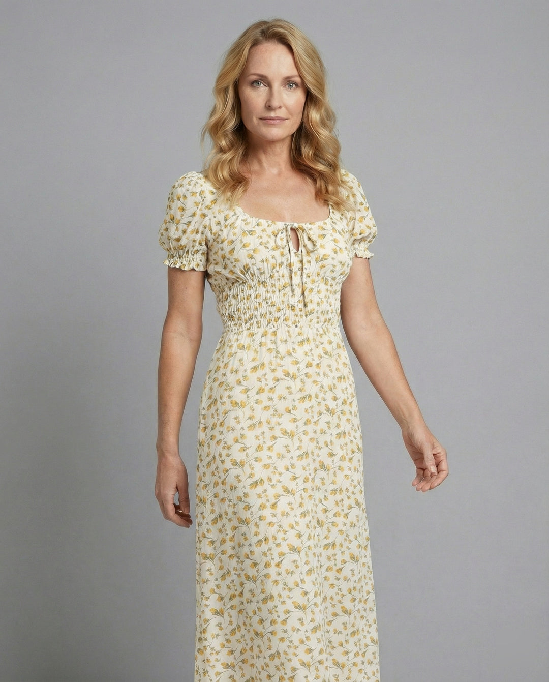 Damen Maxikleid romantisch Smok