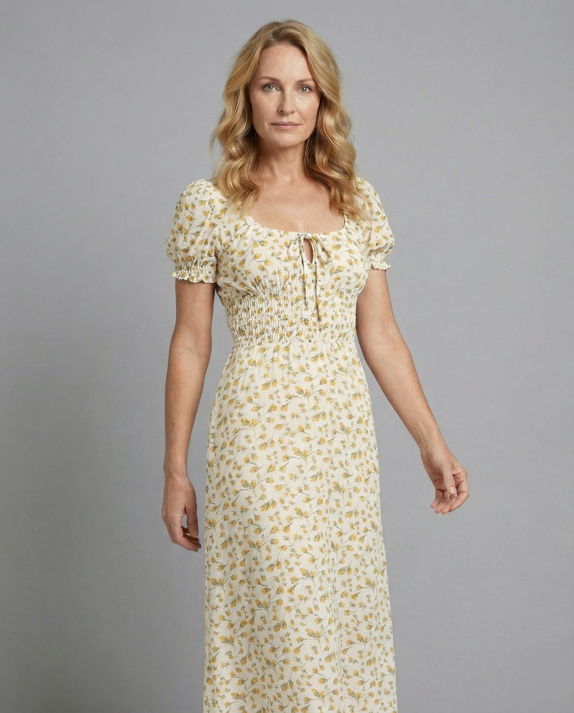 Damen Maxikleid romantisch Smok