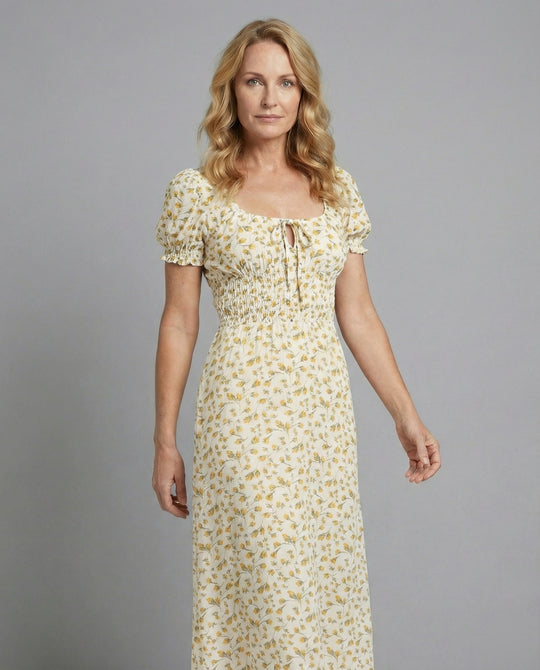 Damen Maxikleid romantisch Smok