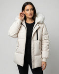 Steppjacke Damen Winter mit abnehmbarem Kunstpelzkragen