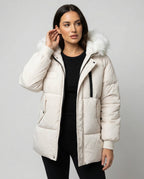 Steppjacke Damen Winter mit abnehmbarem Kunstpelzkragen