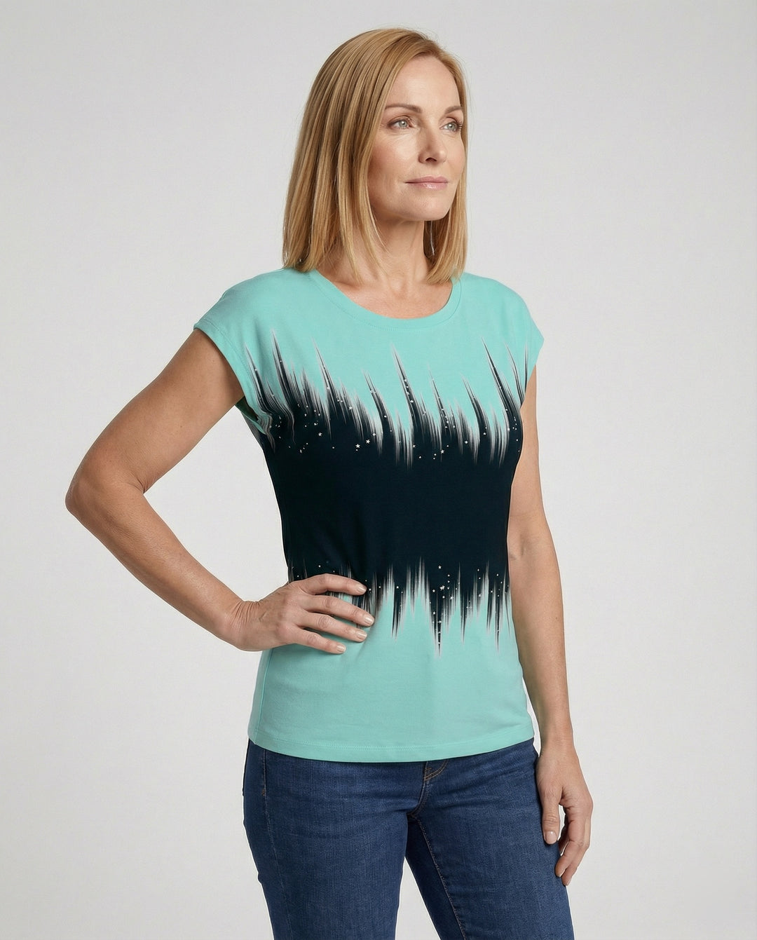 Aquarell Sommerbluse Damen Asymmetrisch