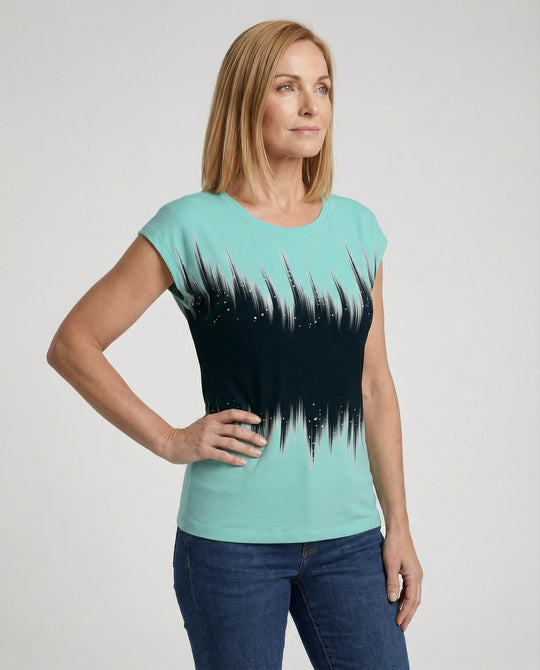 Aquarell Sommerbluse Damen Asymmetrisch