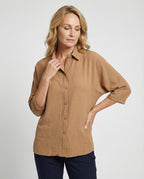 Damen Hemdbluse Oversize mit Knopfleiste