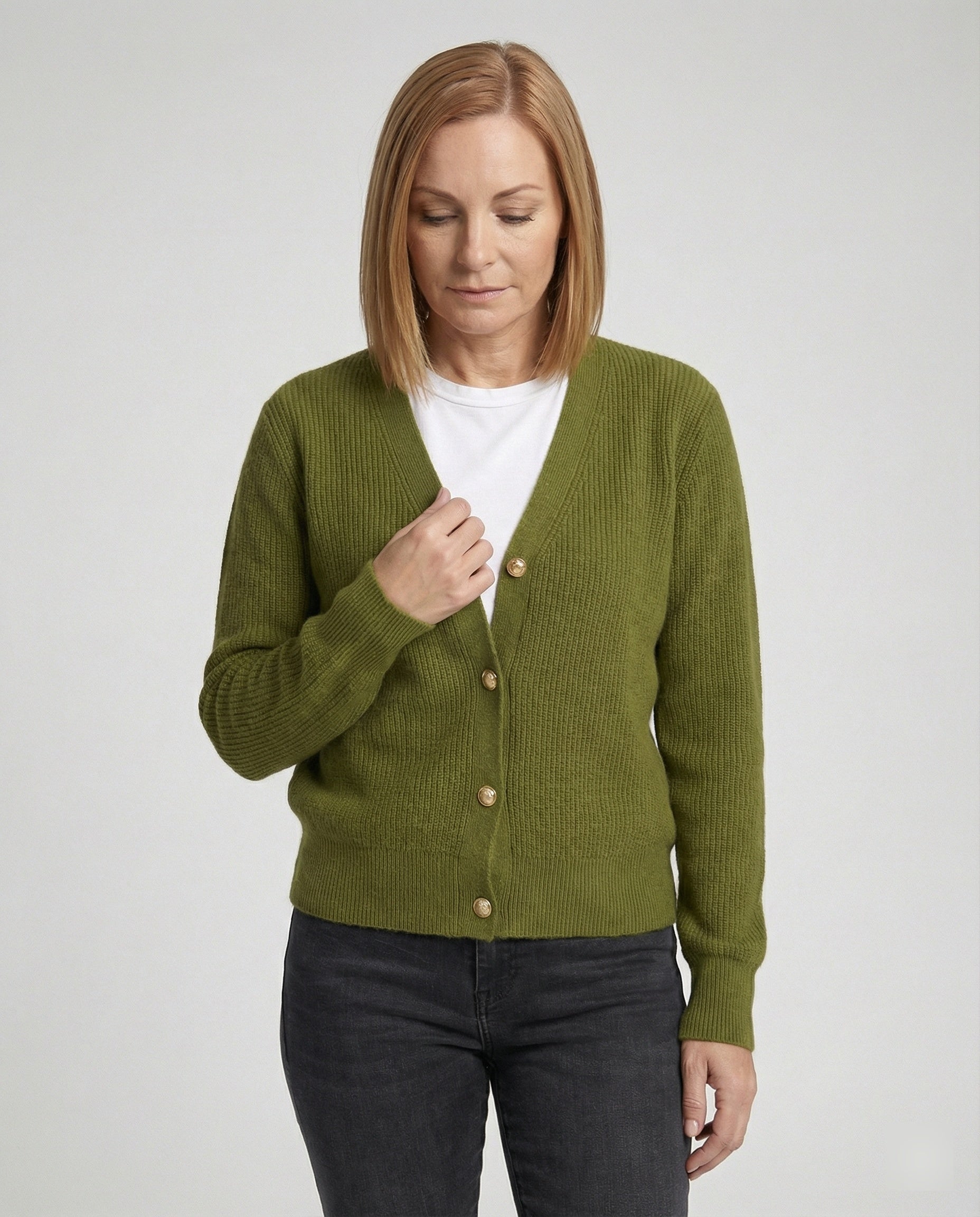 Damen Cardigan mit V-Ausschnitt und Knöpfen