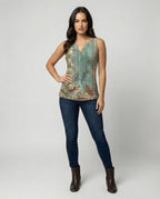 R&B | Ärmelloses Tank-Top mit Aquarell-Blumenmuster, Lockerer Schnitt