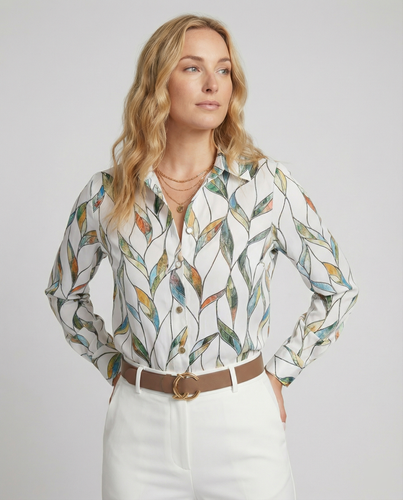 R&B | Stilvolle Bluse mit Aufgedruckten Knöpfen