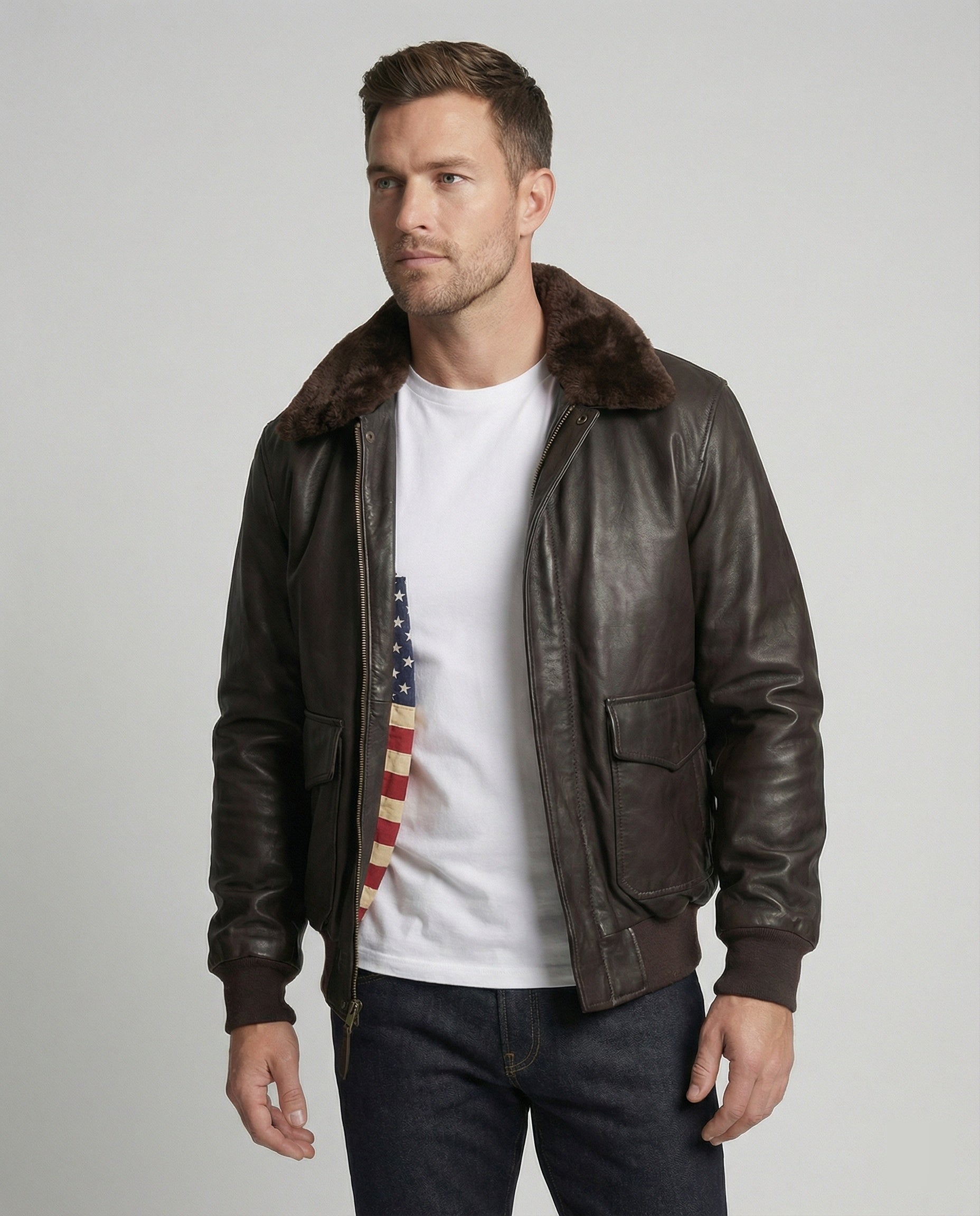Stylische Warme Lederjacke
