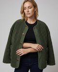 R&B | Damen Warme Winterjacken - Lässige Langarm Button-up Fleecejacke aus Sherpa