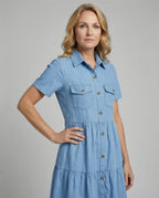 Damen Kleid mit kurzen Ärmeln und Taschen