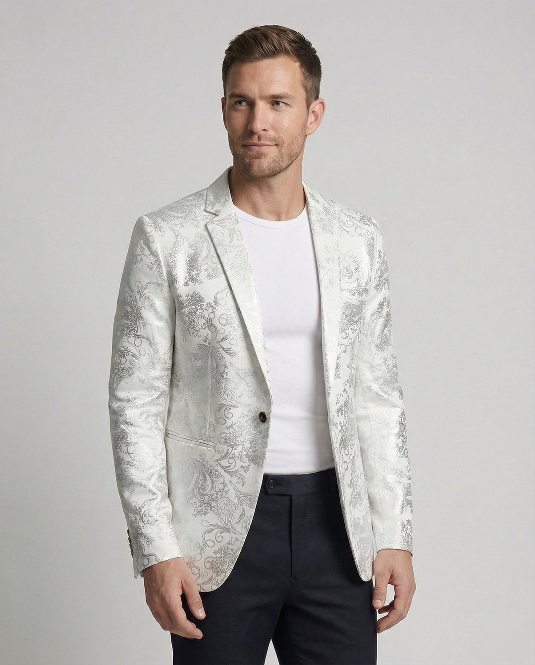 Herren eleganter Blazer mit kunstvollem Muster und luxuriösem Glanz R&B