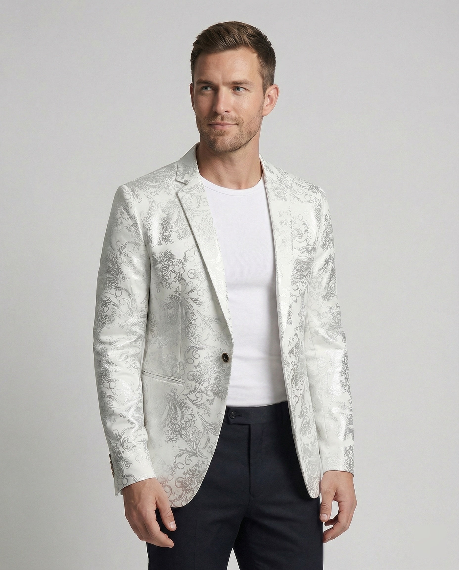 Herren eleganter Blazer mit kunstvollem Muster und luxuriösem Glanz
