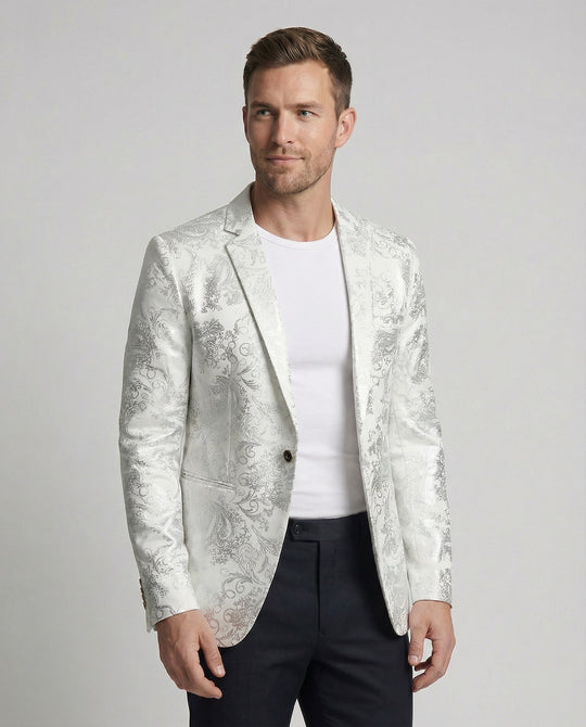 Herren eleganter Blazer mit kunstvollem Muster und luxuriösem Glanz R&B
